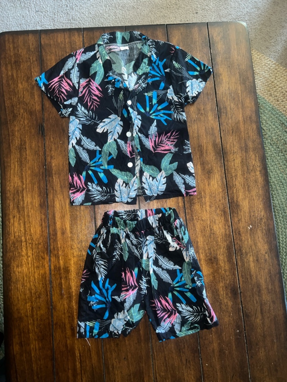 🎉🎉 5 for $20🎉🎉Kids Black Tropical Leaf Short set